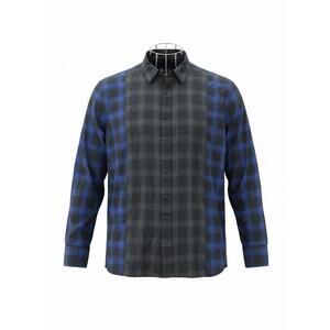 Blue and Black Plaid Button-Up Shirt